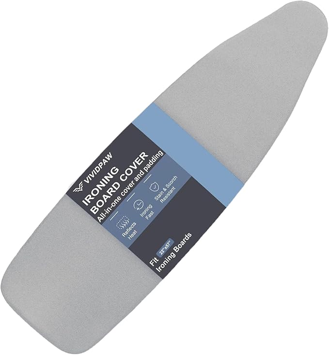 Extra Large Ironing Board Cover and Pad 22x57, 21x57 Thick Padding, Elastic Edge by VividPaw