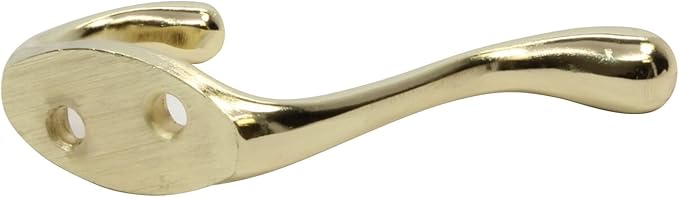 Rok Hardware Heavy Duty Dual Coat Hook, Bright Brass, 10 Pack ROKCH101BB - Image 4