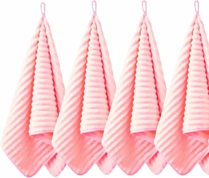 4PCS Pink Microfiber Hand Towels by Unknown