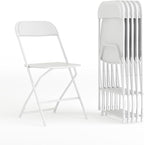 Flash Furniture Hercules Series Plastic Folding Chairs for Parties and Weddings, Stackable Commercial Event Seats with 650-lb. Static Weight Capacity, Set of 6, White by FlashFurniture