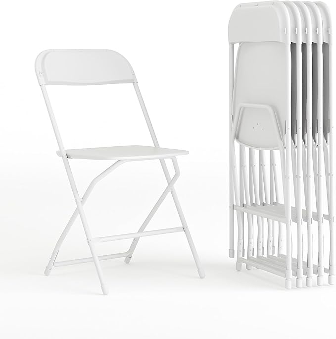 Flash Furniture Hercules Series Plastic Folding Chairs for Parties and Weddings, Stackable Commercial Event Seats with 650-lb. Static Weight Capacity, Set of 6, White by FlashFurniture