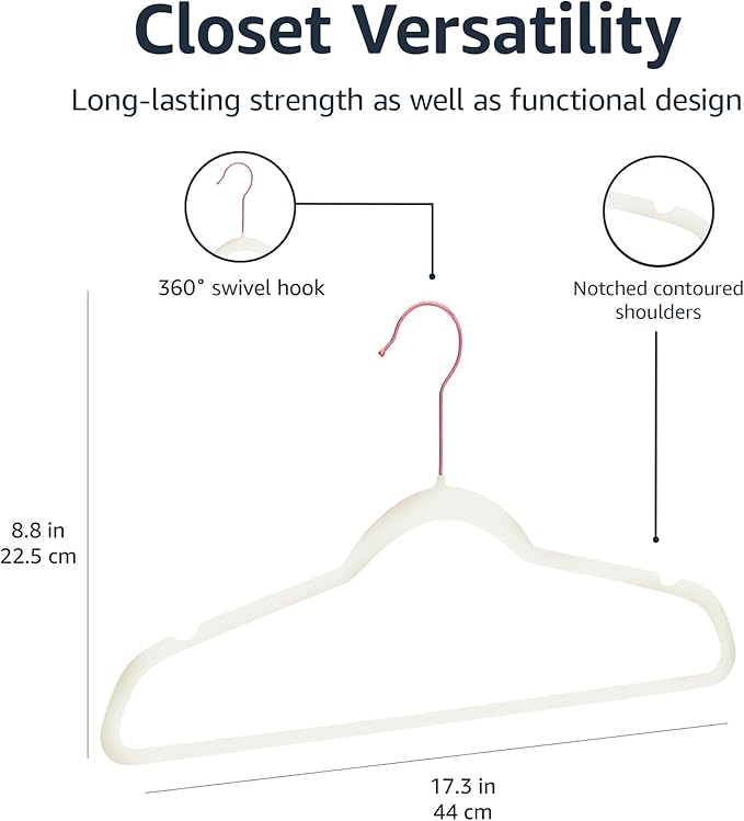 Amazon Basics Slim Velvet Non-Slip Space Saving Suit Clothes Hangers - Image 5