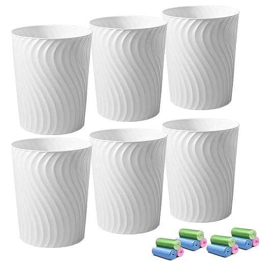 YGJT Small Trash Can, 6 Pack 1.8 Gallons Bathroom Trash Can, Slim Waste Basket by YGJT