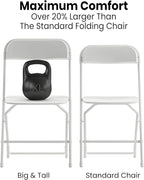 Flash Furniture Hercules Series Big & Tall Stackable Plastic Folding Chairs, Extra Wide Commercial Event Seats, Set of 4, White - Image 6