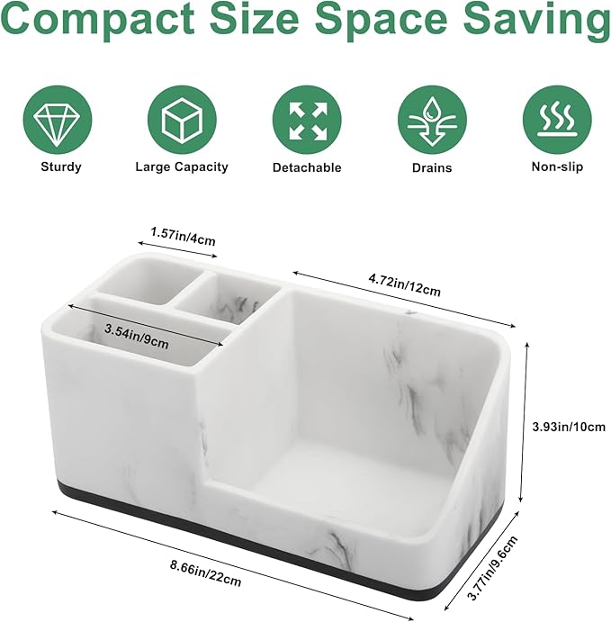 Marble Bathroom Counter Organizer, Kids Electric Toothbrush and Toothpaste - Image 5