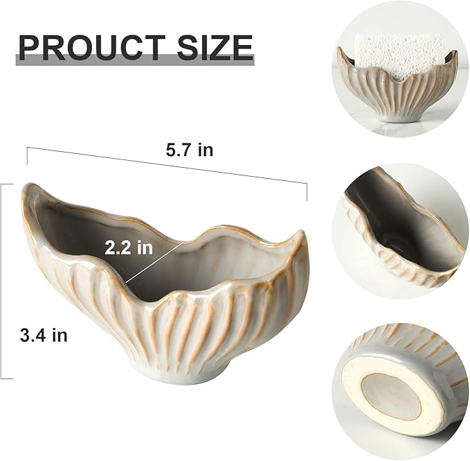 Sponge Holder for Kitchen Sink, Ceramic Sponge Holder - Image 2