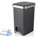 Small Bathroom Trash Can with Lid and 3 Rolls Trash Bags, Step Pedal by UUJOLY