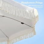 AMMSUN 7ft Patio Umbrella with Fringe Outdoor Tassel Umbrella UPF50+ Premium Steel Pole and Ribs Push Button Tilt, Cream White - Image 4