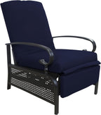 Kozyard Adjustable Outdoor Reclining Lounge Chair, Cushioned Patio Chaise Lounge with Extendable Metal Frame for Sunbathing, Reading & Relaxing – Comfortable Outdoor Recliner(Navy Blue) - Image 9