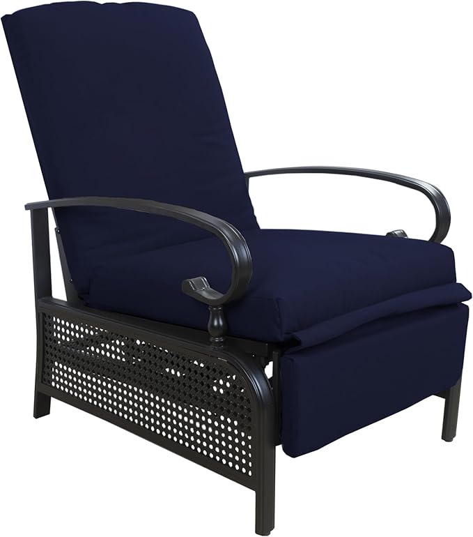 Kozyard Adjustable Outdoor Reclining Lounge Chair, Cushioned Patio Chaise Lounge with Extendable Metal Frame for Sunbathing, Reading & Relaxing – Comfortable Outdoor Recliner(Navy Blue) - Image 9