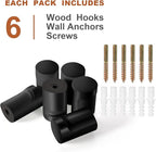Wood Wall Hooks, Decorative Black Coat Hooks - Image 6