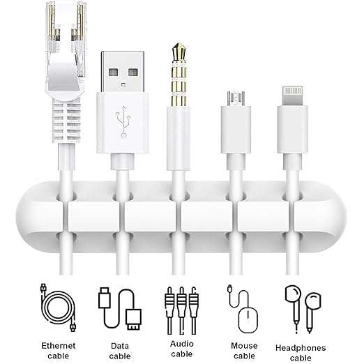 White Cable Clips, Cord Organizer Cable Management, Cable Organizers USB Cable - Image 3