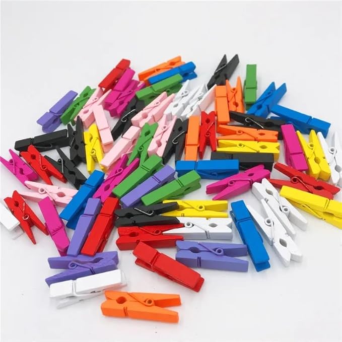 100pcs Mini Natural Wooden Clothes Photo Paper Peg Pin Clothespin Craft Clips - Image 2