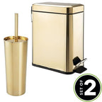 mDesign Metal Freestanding Slim Toilet Bowl Brush and Holder + Rectangle Narrow - Image 2