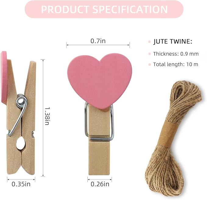 80 Pieces Wooden Heart Clothespins Mini Heart Photo Clips Colorful Small - Image 2