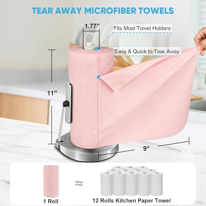 AIDEA Microfiber Cleaning Cloth 165 Sheets 3 Roll, Microfiber Towels - Image 2