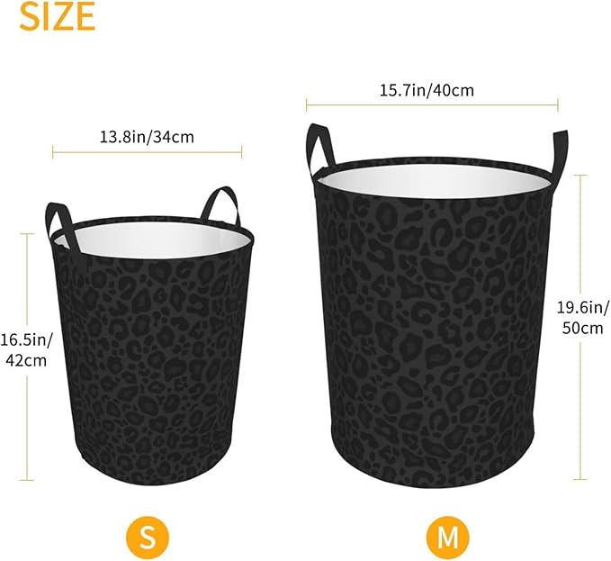 Black Leopard Print Laundry Hamper Bag - Image 4