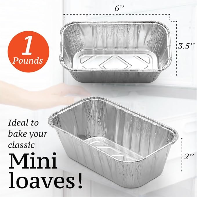Spare Essentials 1LB Mini Foil Loaf Pans - Image 2