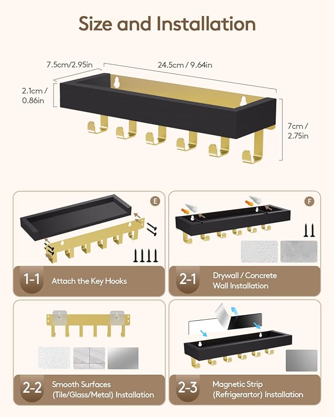 Key Holder Wall Mount Adhesive Magnetic - Image 7