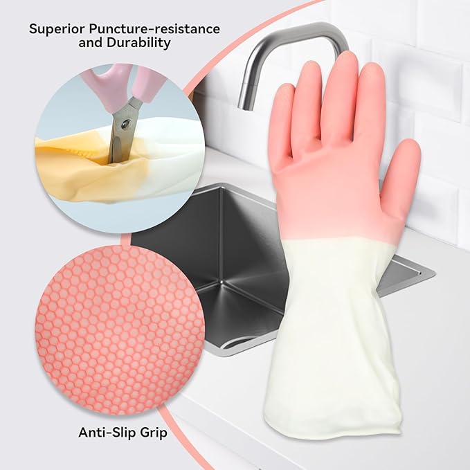 Rubber Dishwashing Gloves 6 Pairs, Rubber Cleaning Gloves - Image 2
