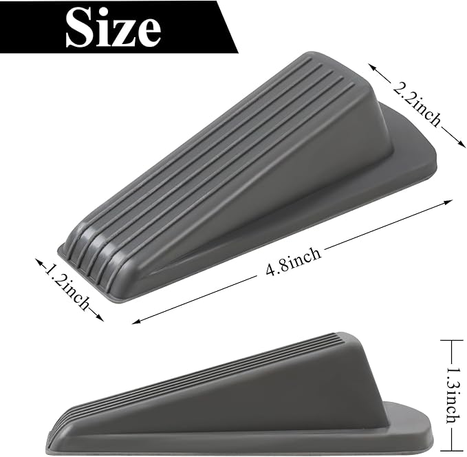 4 Pack Door Stoppers for Bottom of Door, Rubber Door Stopper Wedge, Sturdy - Image 2