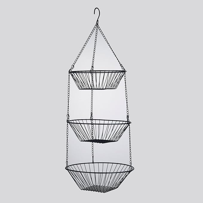 3-Tier Wire Fruit Hanging Basket 2 Packs, non-Punching Wall Hanging Storage - Image 5