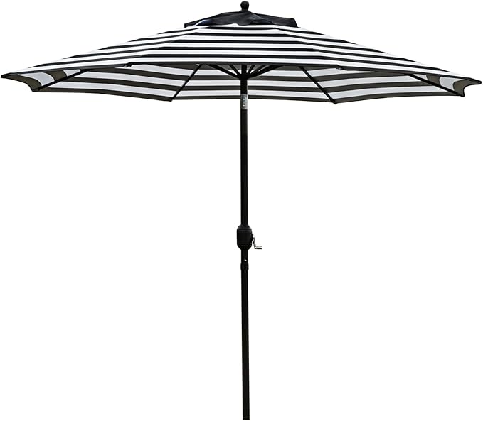 Sunnyglade 9' Patio Umbrella Outdoor Table Umbrella with 8 Sturdy Ribs (Black and White) by Sunnyglade