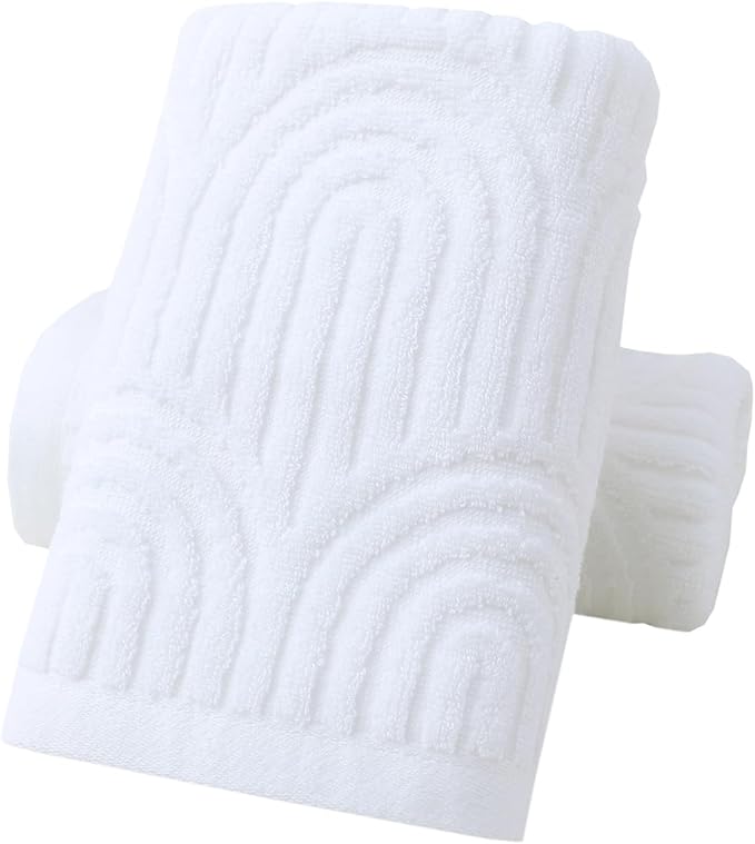 Pidada Hand Towels Set of 2 Striped Pattern 100% Cotton Absorbent Soft by Pidada