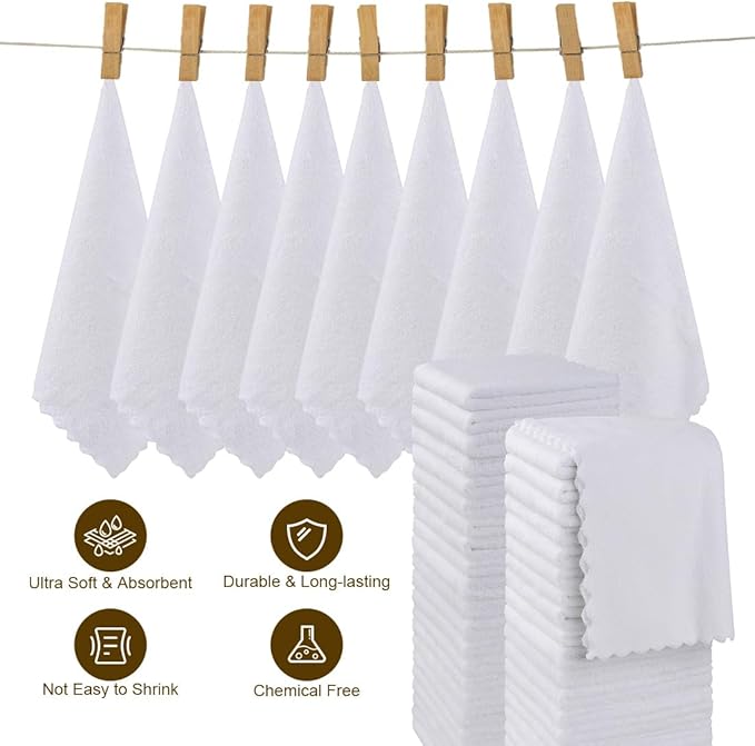 Orighty Washcloths 96 Pack, Ultra Soft Face Cloths 12 x 12 inch, Absorbent & - Image 3