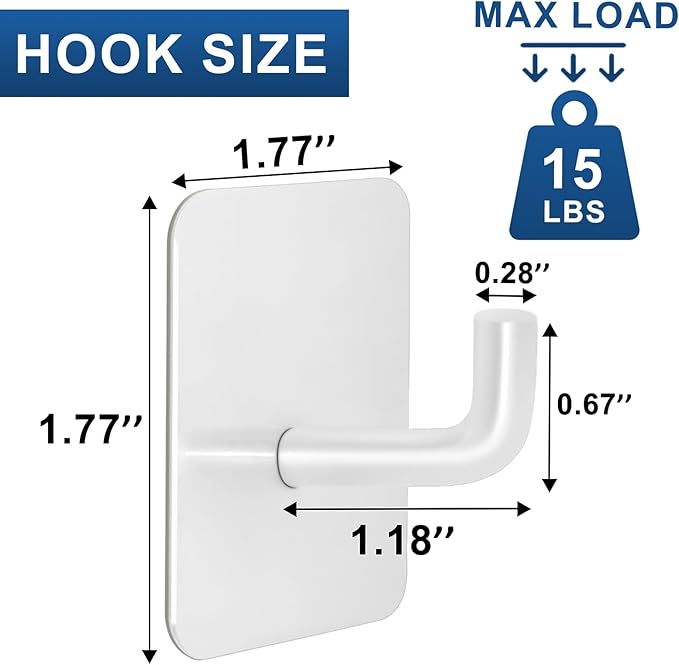 Adhesive Hooks for Bathrooms, 4 Piece Towel Hooks for Hanging Hat Robe Coat - Image 3