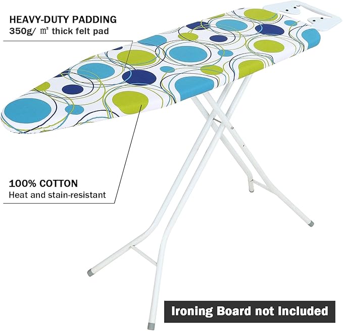 Ironing Board Cover and Pad Standard Size 15" x 54", 3 Pairs of Hook and Loop - Image 3