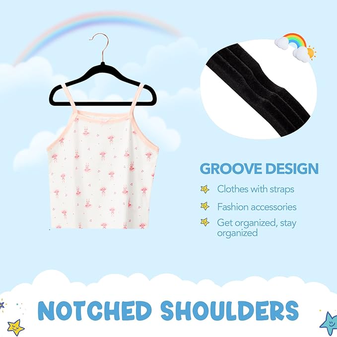 HOUSE DAY Velvet Baby Hangers for Closet, Kids Hangers Velvet 60 Pack, Non Slip - Image 4