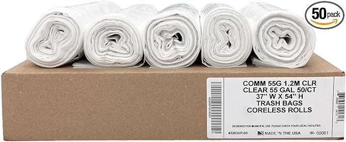 Ultrasac Heavy Duty 55 Gallon Clear Trash Bags by Ultrasac