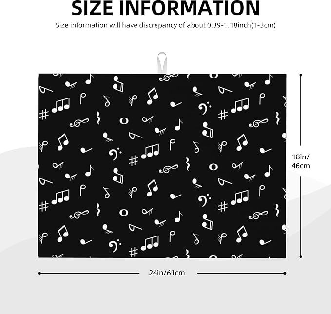 Music Notes Dish Drying Mat for Kitchen Counter Musicial Dish Drainer Rack Mats - Image 4