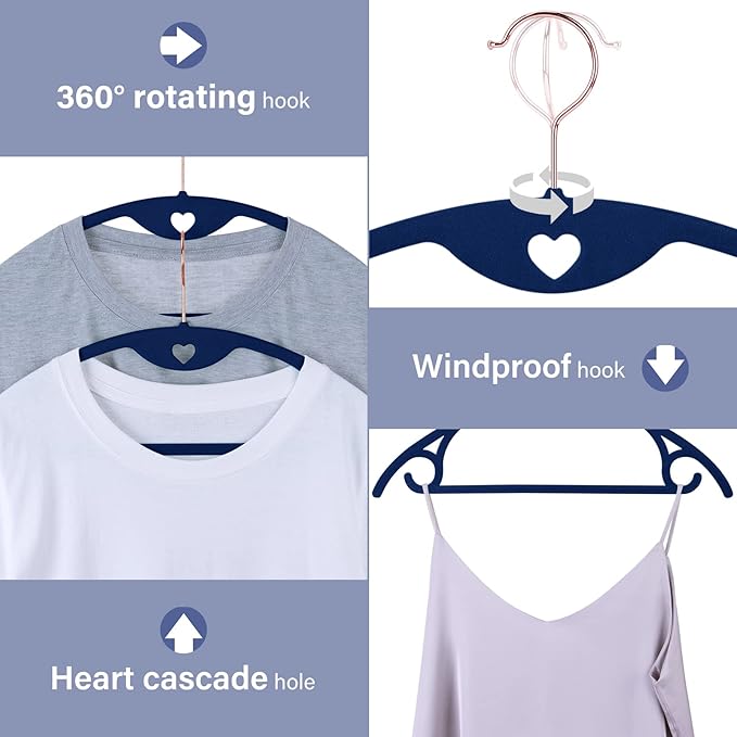 IEOKE Velvet Hangers 50 Pack: Felt Clothes Hangers Heavy Duty Shirt Sweater - Image 3