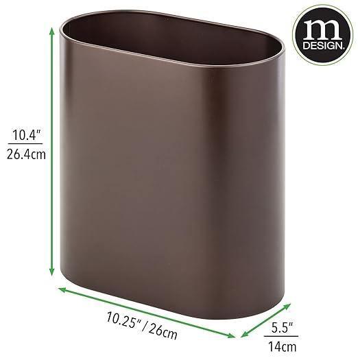 mDesign Slim Pill-Shaped Metal 1.98 Gallon/7 Liter Recycle Trash Can Wastebasket - Image 3