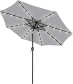 Blissun 9 ft Solar Umbrella, Patio Umbrella with 32 LED Lights, Table Market Umbrella, Outdoor Umbrella for Garden, Deck, Backyard (Light Grey) by Blissun