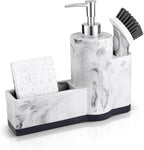 zccz Soap Dispenser with Sponge Holder and Brush Holder, Marble Pattern Kitchen by zccz