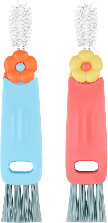 Generic 3 in 1 Cup Lid Cleaning Brush, Nylon Bristles, 2 Pack by Unknown