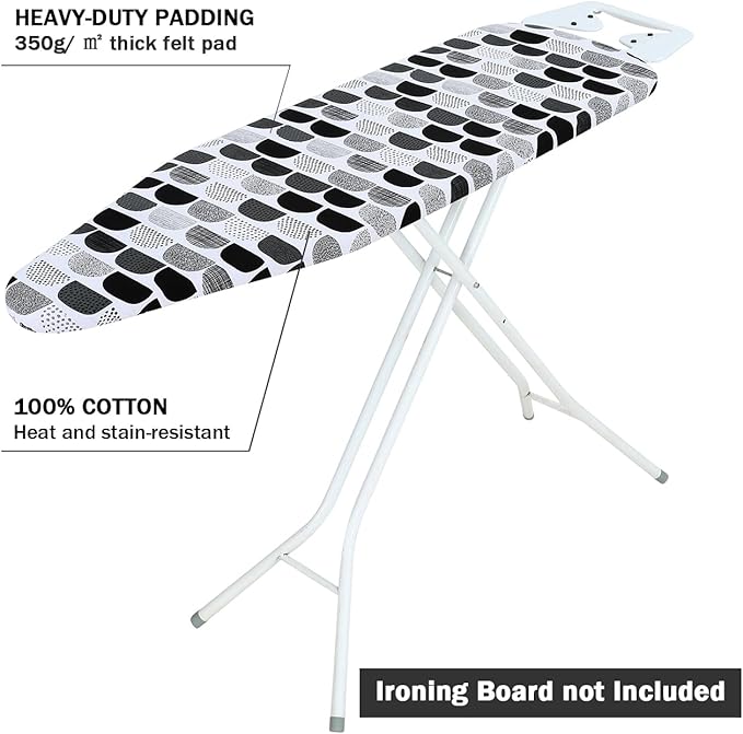 Ironing Board Cover and Pad Standard Size 15" x 54", 3 Pairs of Hook and Loop - Image 3