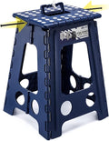 Delxo Folding Step Stool 17.5 Inch,Heavy Duty Step Stools for Adults,Non Slip Folding Stool with Handle,Premium Portable Foldable Step Stool for Kitchen Bathroom Bedroom Up to 400LBS,(Royal Blue,1PC) by Delxo