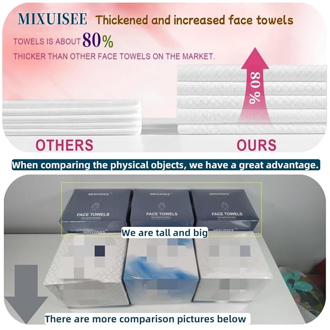 Disposable face towel, MIXUISEE thick and soft face towels, 100% cotton face - Image 5