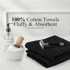 24 Pack Black Hand Towels 100% Cotton Spa Towels – 16x27 inches Highly - Image 3