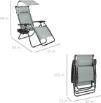 Best Choice Products Folding Zero Gravity Outdoor Recliner Patio Lounge Chair w/Adjustable Canopy Shade, Headrest, Side Accessory Tray, Textilene Mesh - Stardew - Image 3