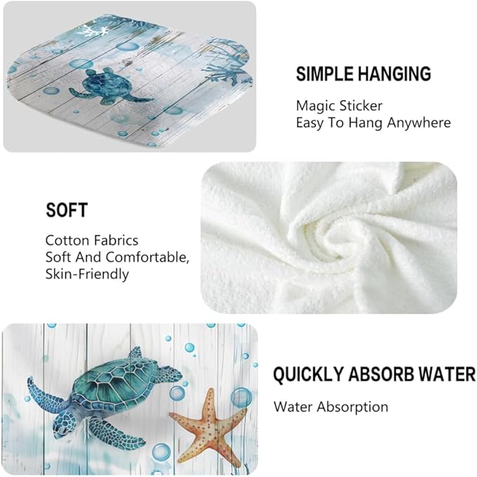 Sea Turtle Hand Towels Set of 2 Breathable Ocean Beach Hand Towels Highly - Image 3