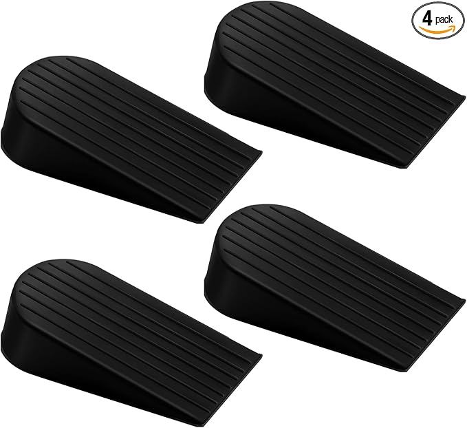 4 Pack Black Extra Large Door Stopper, High 1.9 inches Big, Prevents Door Gaps by Crosize