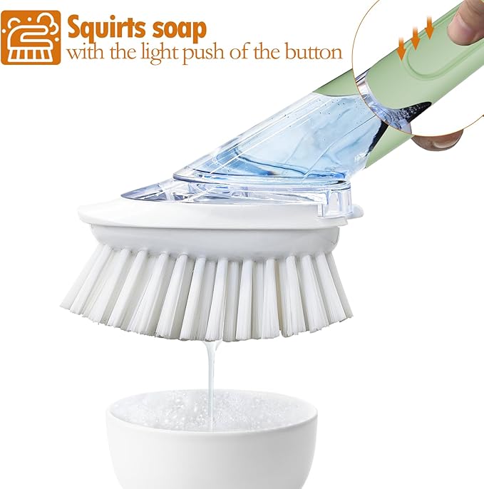 Dish Brush with Soap Dispenser Storage Set with 2 PCS Brush Refills & Holder - Image 6