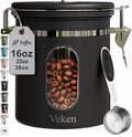 Veken Coffee Canister with Window, Airtight Stainless Steel Kitchen Food by Veken