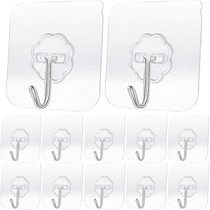 20 Pack Transparent Adhesive Hooks 30 lb, Waterproof and Oilproof Reusable - Image 2