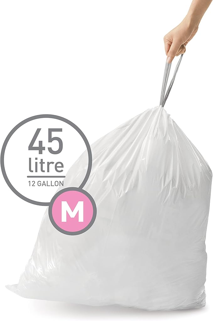 simplehuman Code M 100 Count, Dispenser Pack Custom Fit Liners, Drawstring - Image 2